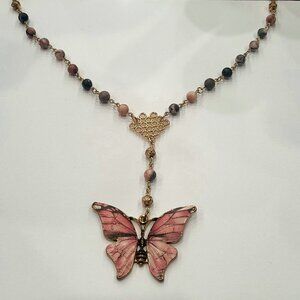 Pink Jasper Y Necklace